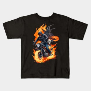 Burning Easy Rider from Hell Kids T-Shirt